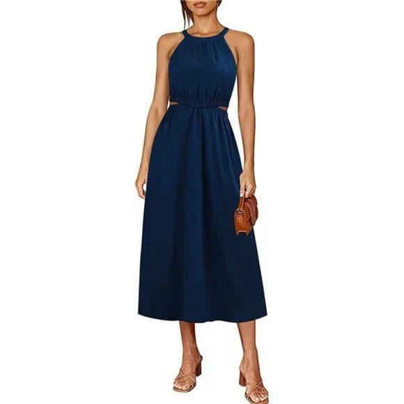 sachin and babi light blue dress Dresses | Womens Summer Dresses Maxi Sundress Halter Neck Sleeveless Cutout  Aline Dress